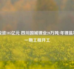 总投资105亿元 四川国城锂业20万吨/年锂盐项目一期工程开工