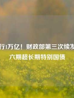 已累计发行1万亿！财政部第三次续发行今年第六期超长期特别国债