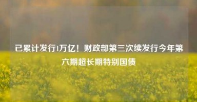 已累计发行1万亿！财政部第三次续发行今年第六期超长期特别国债