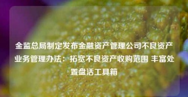 金监总局制定发布金融资产管理公司不良资产业务管理办法：拓宽不良资产收购范围 丰富处置盘活工具箱