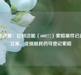 案件进展：亿利洁能（600277）索赔案件已递交立案，受损股民仍可登记索赔