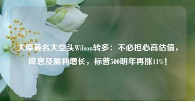 大摩著名大空头Wilson转多：不必担心高估值，降息及盈利增长，标普500明年再涨11%！