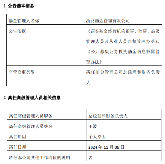 新掌门能否挽救净利见底？浙商基金“换帅”：王波离任 新任刘岩为总经理和财务负责人-第2张图片-养花知识-花卉种植与养护技巧