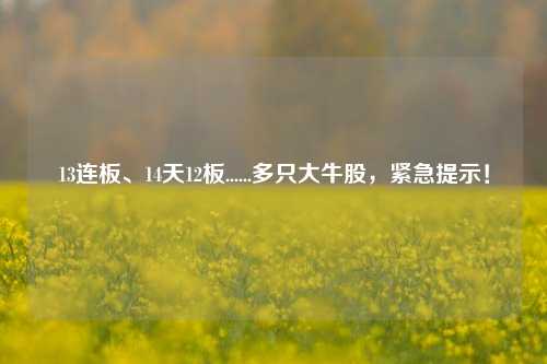 13连板、14天12板......多只大牛股，紧急提示！-第1张图片-养花知识-花卉种植与养护技巧