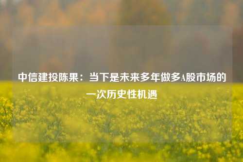 中信建投陈果：当下是未来多年做多A股市场的一次历史性机遇-第1张图片-养花知识-花卉种植与养护技巧