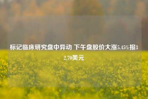 标记临床研究盘中异动 下午盘股价大涨5.45%报32.70美元-第1张图片-养花知识-花卉种植与养护技巧