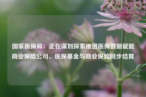 国家医保局：正在谋划探索推进医保数据赋能商业保险公司、医保基金与商业保险同步结算-第1张图片-养花知识-花卉种植与养护技巧