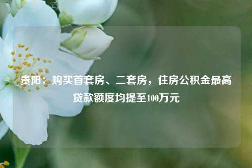 贵阳：购买首套房、二套房，住房公积金最高贷款额度均提至100万元-第1张图片-养花知识-花卉种植与养护技巧